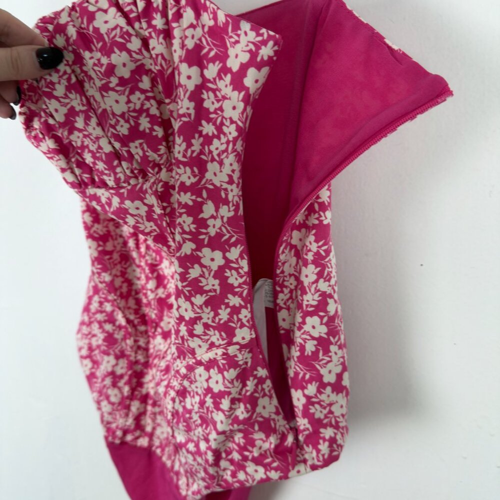 NWT Zara Floral Printed Corset Bodysuit Spaghetti Straps Pink Size Small S NEW - Picture 9 of 14